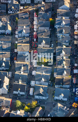 Aerial view, age spots, historical town center of Freudenberg, half-timbered houses, Freudenberg, Siegen-Wittgenstein, Stock Photo