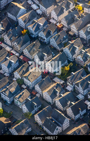 Aerial view, age spots, historical town center of Freudenberg, half-timbered houses, Freudenberg, Siegen-Wittgenstein, Stock Photo