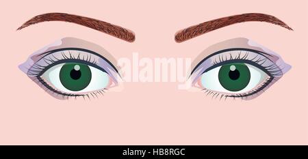 Green eyes with blue eyeshadow Stock Vector
