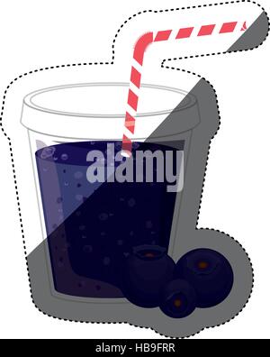 Blueberry juice icon. Smoothie drink beverage and fruit theme. Isolated design. Vector illustration Stock Vector