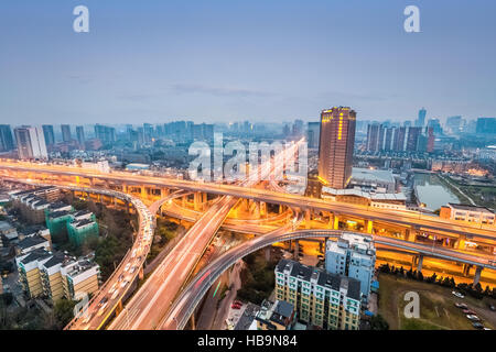 city interchange in nightfall Stock Photo