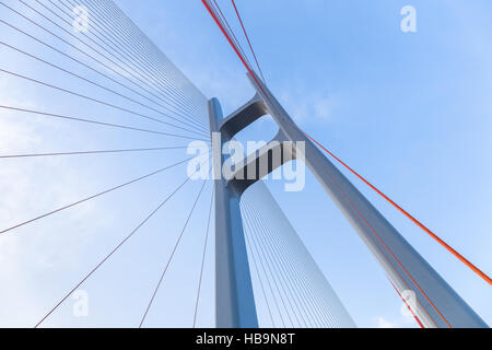 the cable stayed bridge closeup Stock Photo
