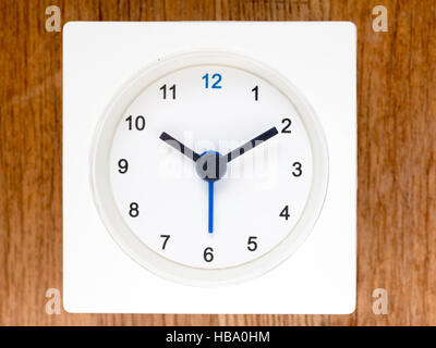 The second series of the sequence of time on the simple white analog clock , 82/96 Stock Photo