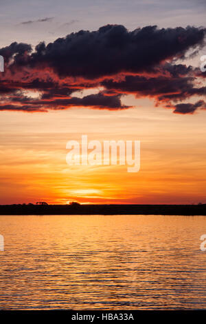 Sunset over Chobe River, Botswana Stock Photo