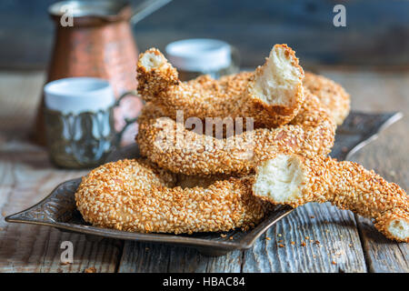 Turkish bagels with sesame seeds.