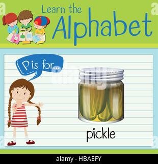 Flashcard letter P is for pickle illustration Stock Vector