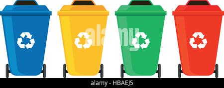 Four colors of rubbish cans illustration Stock Vector