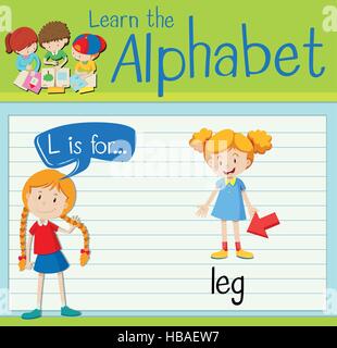 Flashcard letter L is for leg illustration Stock Vector