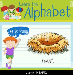 Flashcard letter N is for nest Stock Vector Image & Art - Alamy