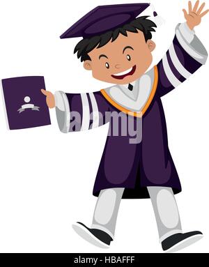 Man in purple graduation outfit illustration Stock Vector