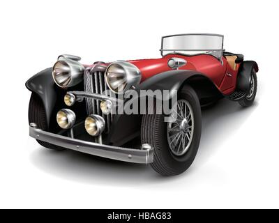 attractive retro red car isolated on white background Stock Vector