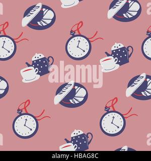 lovely colorful afternoon tea concept seamless background Stock Vector