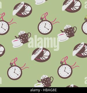 lovely colorful afternoon tea concept seamless background Stock Vector