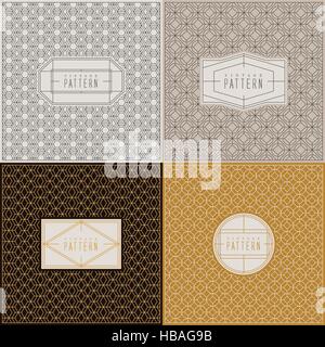 vintage graceful thin line pattern collection set Stock Vector