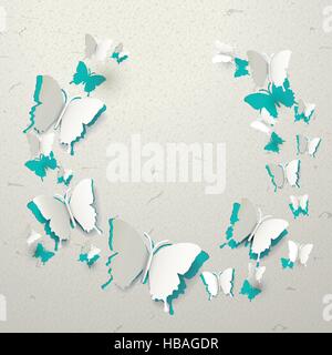 elegant 3d paper butterflies pattern cut-out background Stock Vector