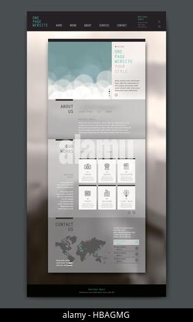modern one page website design template with blurred background Stock Vector