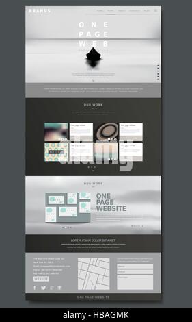 modern one page website design template with blurred background Stock Vector