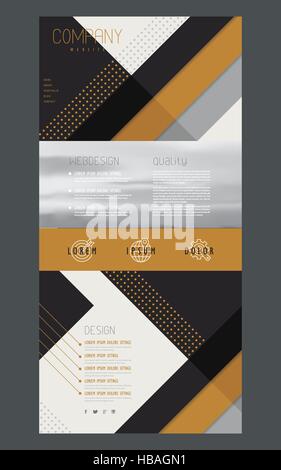 geometric one page website design template with blurred banner Stock Vector