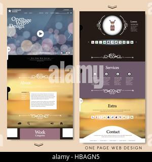 modern one page website design template with blurred background Stock Vector