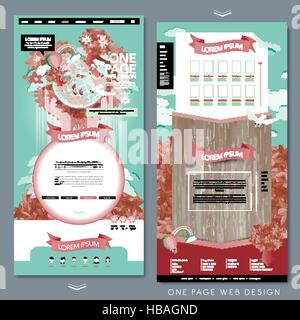 graceful one page website design template with hands holding the earth Stock Vector