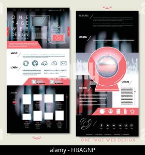 trendy one page website design template with blurred background Stock Vector
