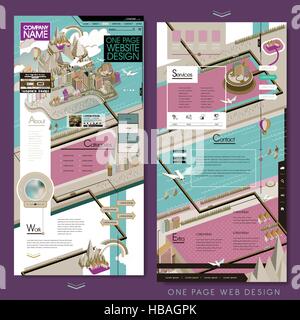 lovely one page website design template in flat design Stock Vector