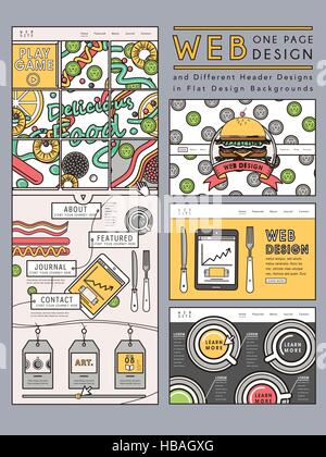 creative one page website design template with delicious hamburgers Stock Vector