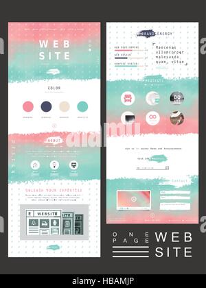 creative one page website template design with smooth colorful background Stock Vector