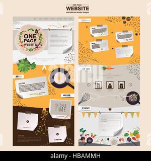 lovely kitchen scene one page website design template in flat Stock Vector