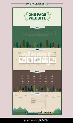 outskirt scene one page website design template in flat style Stock Vector