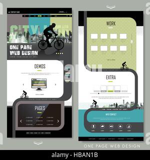 modern bicycle sport one page website design template Stock Vector