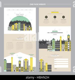 creative cityscape one page website in flat design Stock Vector