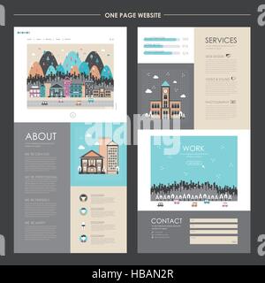 lovely cityscape one page website design in flat design Stock Vector