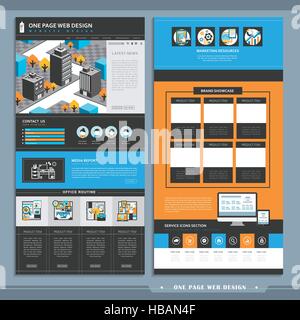 cityscape one page website design template in flat style Stock Vector