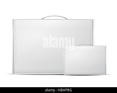 carton package boxes with handle isolated on white background Stock Vector