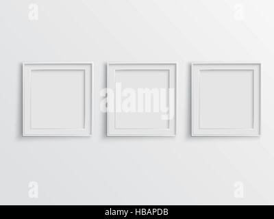 blank photo frames hanging on the wall Stock Vector