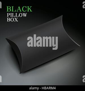 black pillow box isolated on black background Stock Vector
