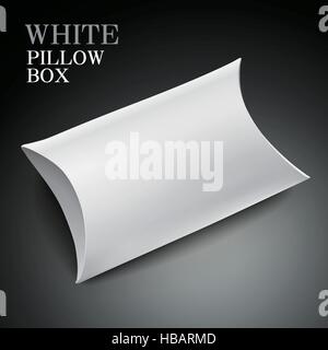 white pillow box isolated on black background Stock Vector