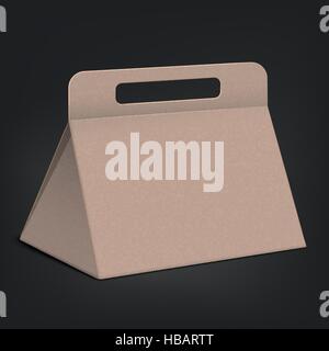 craft triangle box with handle isolated on black background Stock Vector