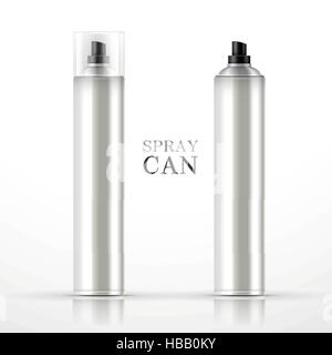 silver spray can set isolated on white background Stock Vector