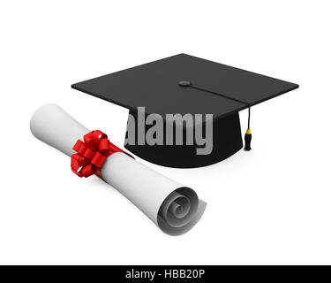 Graduation Cap and Diploma Stock Photo