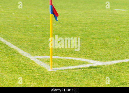 Corner flag on an soccer field Stock Photo