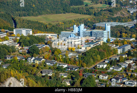 Aerial view, Siegen University, Campus, College, Haardter Berg, Siegen, Siegerland, north rhine-westphalia, Germany, Europe, Stock Photo