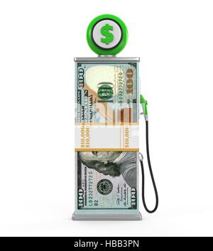 Dollar Stack and Gas Pump Nozzle Stock Photo