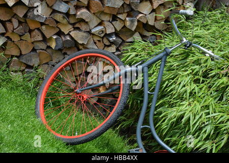 Old bicycle - front wheel Stock Photo