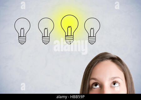 Woman Having a Bright Idea Stock Photo