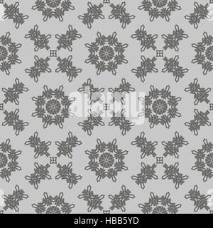 Grey Ornamental Seamless Line Pattern. Endless Texture. Oriental Geometric Ornament Stock Vector