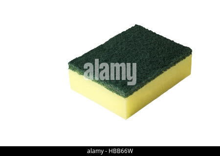 Dish cleaning sponge with scouring Pads, isolated on white background and clipping path Stock Photo