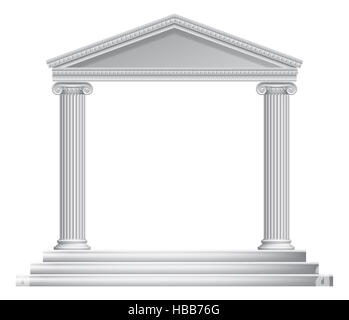 An ancient Roman or Greek temple with pillars or columns Stock Photo