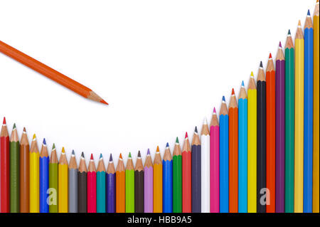 crayons show symbolic chart at stock market Stock Photo